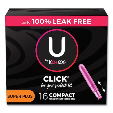 Kotex U by Click Compact Tampons, Super Plus Absorbency, 128PK 51582
